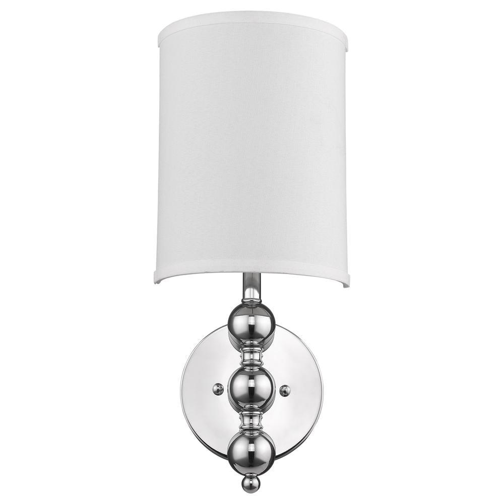 St. Clare 19" Silver Chrome Wall Sconce with White Linen Shade