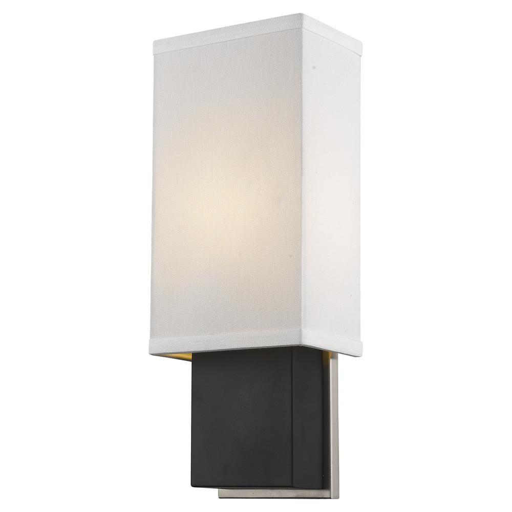 Finestra Espresso & Polished Chrome Rectangular Wall Sconce with Linen Shade