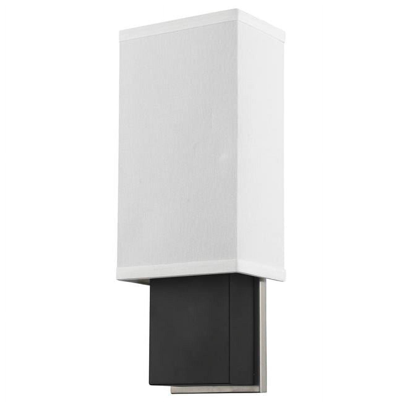 Finestra Espresso & Polished Chrome Rectangular Wall Sconce with Linen Shade