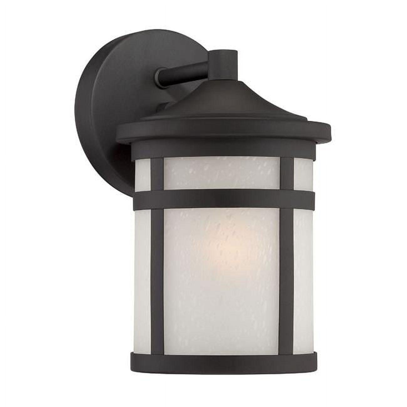 Austin Matte Black Lantern-Style Wall Light with Frosted Globe