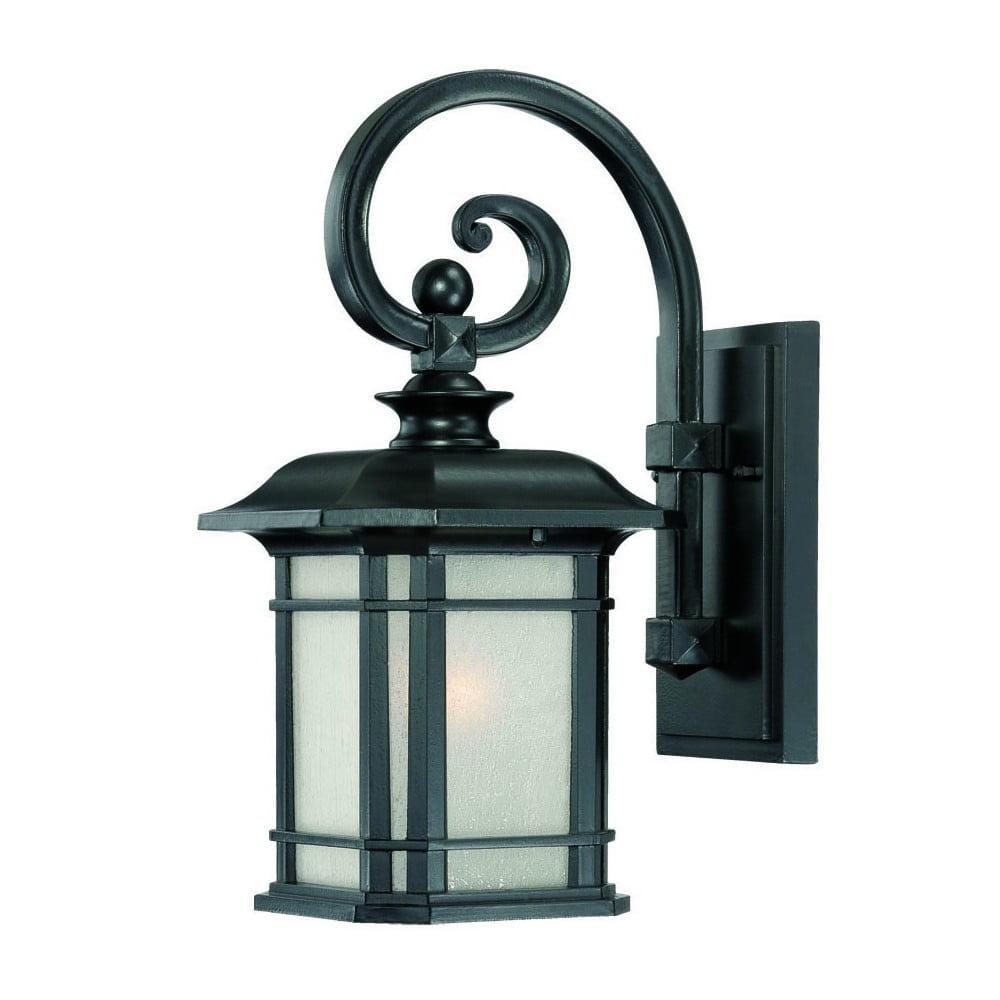 Somerset Craftsman Style Matte Black Frosted Linen Glass Lantern