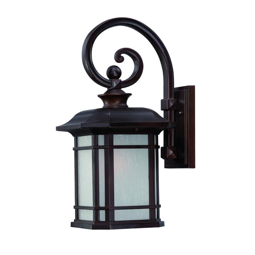 XL Antique Bronze Frosted Linen Glass Outdoor Lantern Light