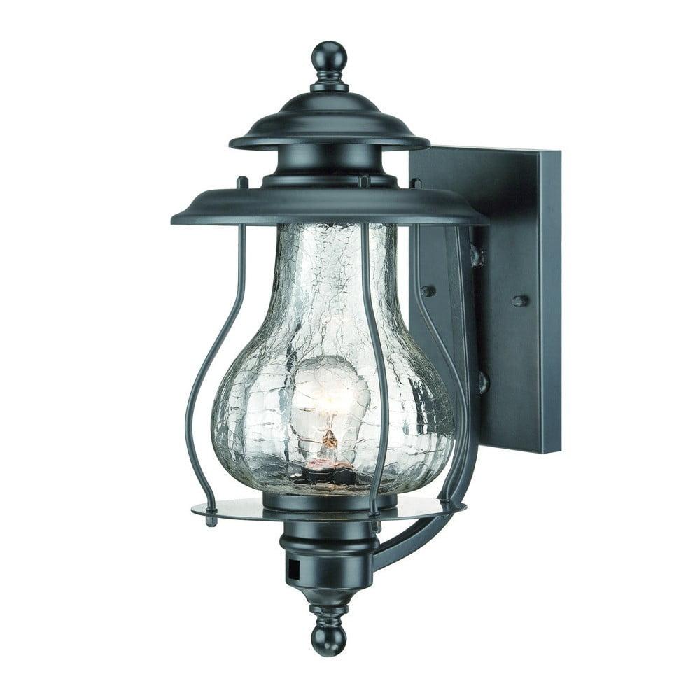 Vintage Matte Black Oil Lantern Outdoor Wall Light