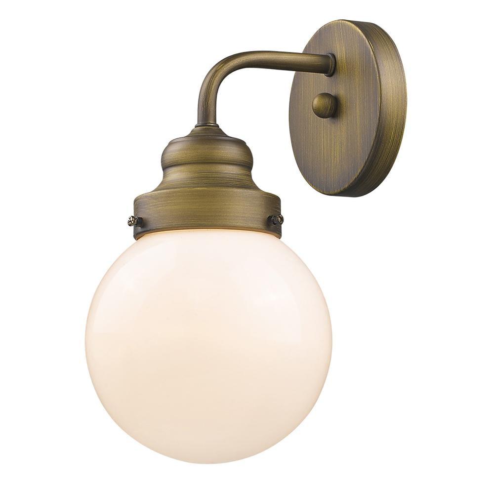 HomeRoots One Light Gold Wall Sconce with Round Glass Shade