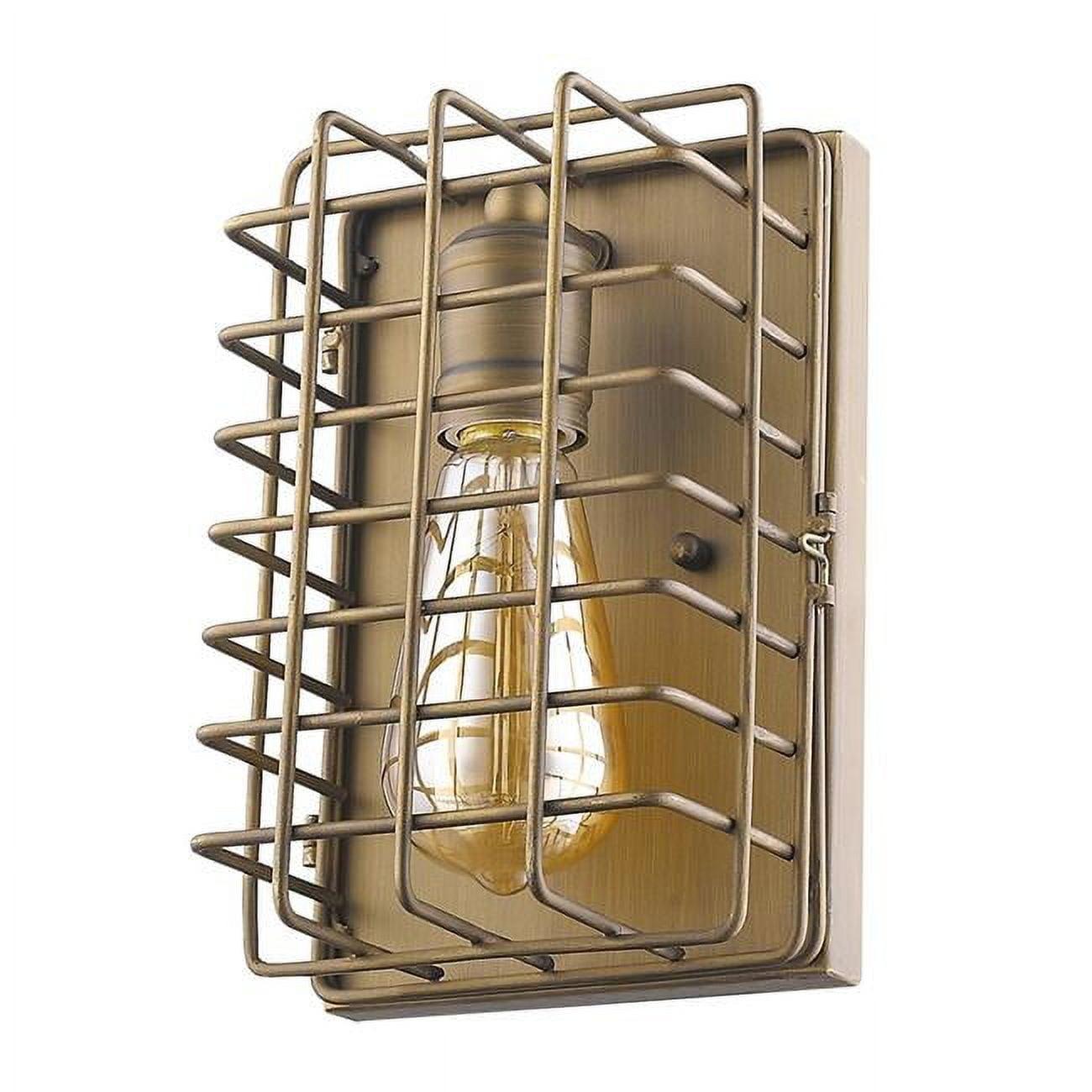 Lynden 9'' Raw Brass Square Grid Cage Wall Sconce