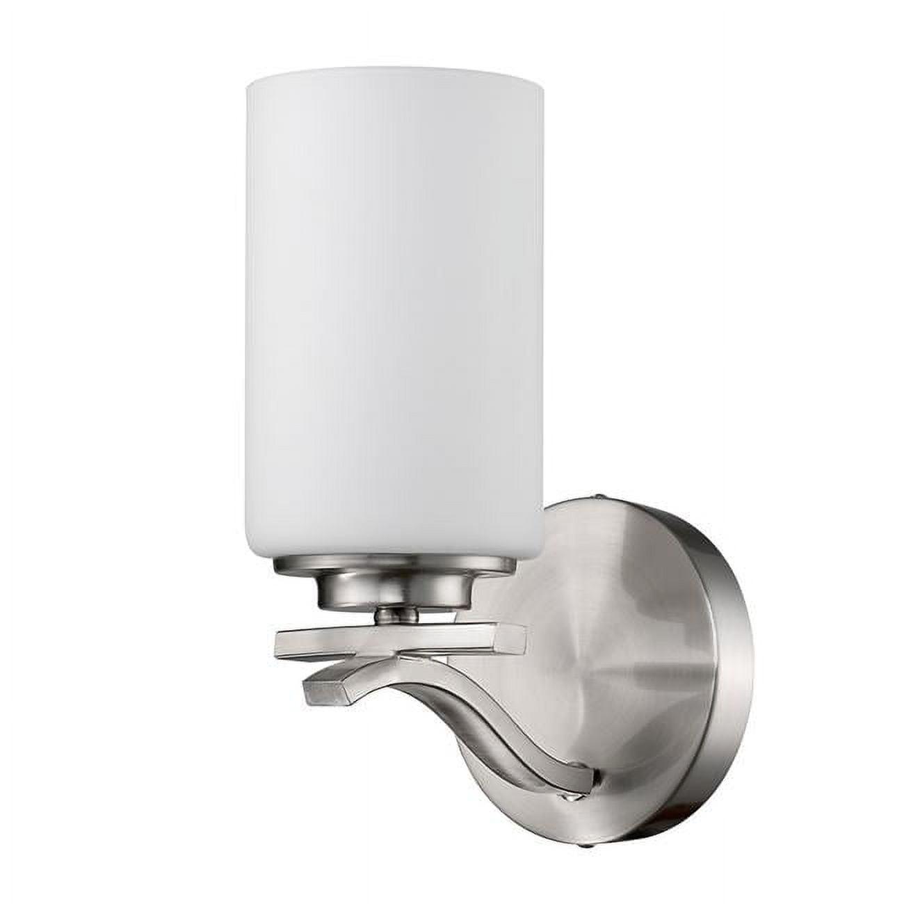 Elegant Poydras Satin Nickel Wall Sconce with Frosted Glass Shade