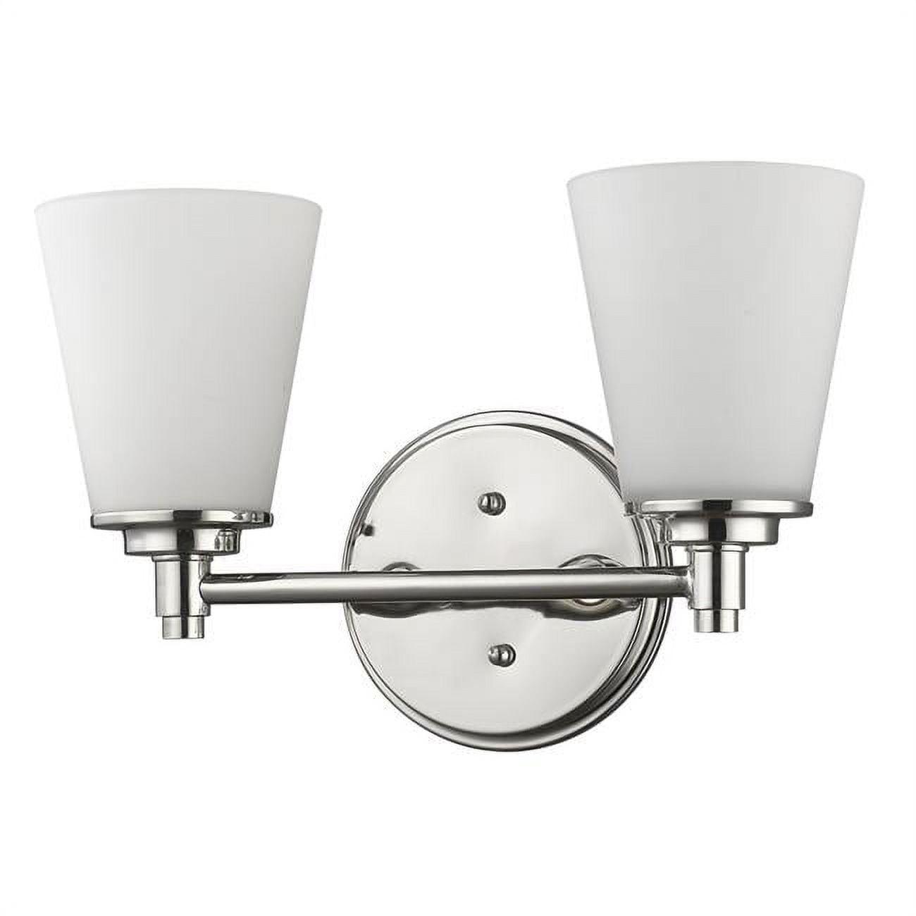 HomeRoots 398742 10 x 15 x 6.5 in. Conti 2-Light Polished Nickel Sconce with Etched Glass Shades