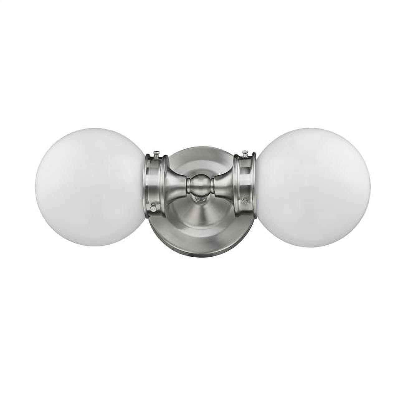 Elegant Nickel Two-Light Wall Sconce with Frosted Glass Shades