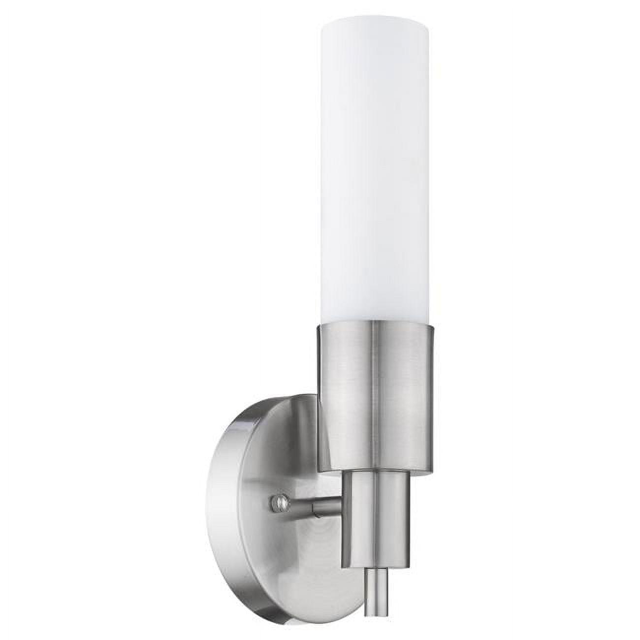 Silver Cylinder Wall Sconce with Frosted Glass Shade