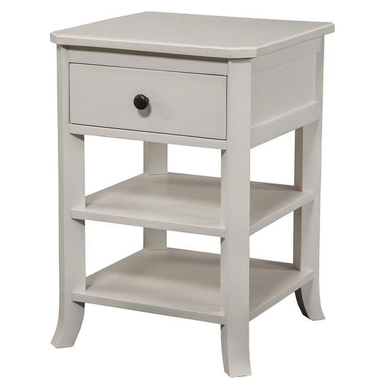 Antique White Mahogany 1-Drawer Nightstand with Shelves