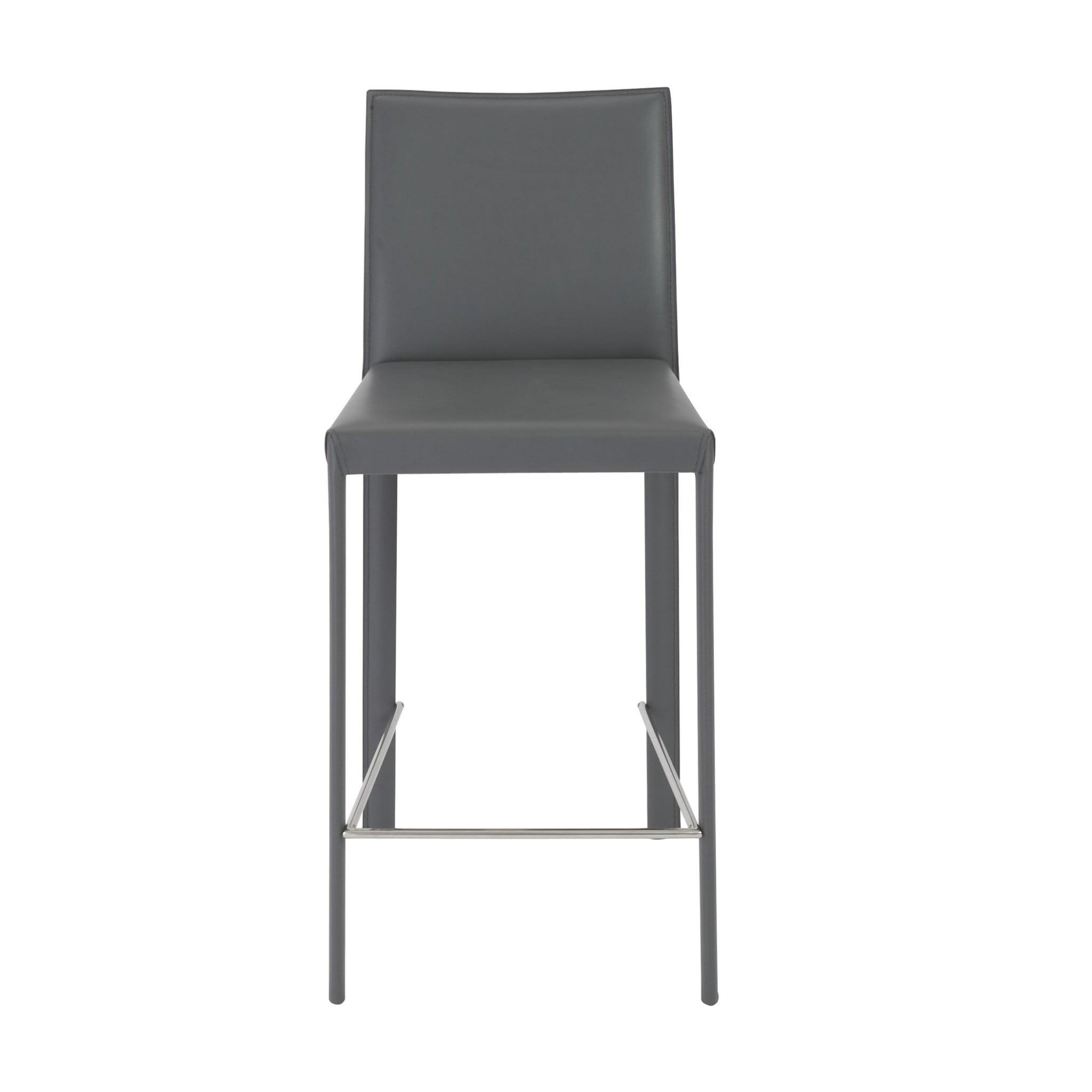 Set of Two Adjustable Gray Faux Leather Counter Stools