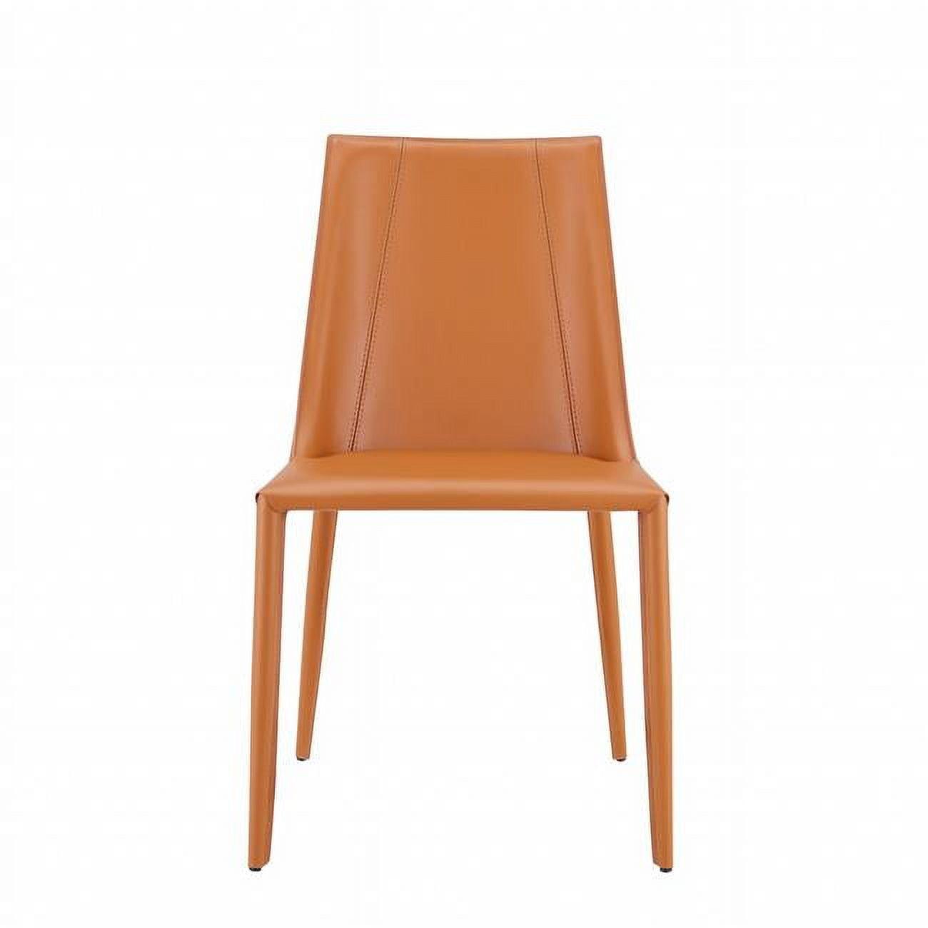 Terra Cotta Faux Leather Upholstered Side Chair with Metal Legs