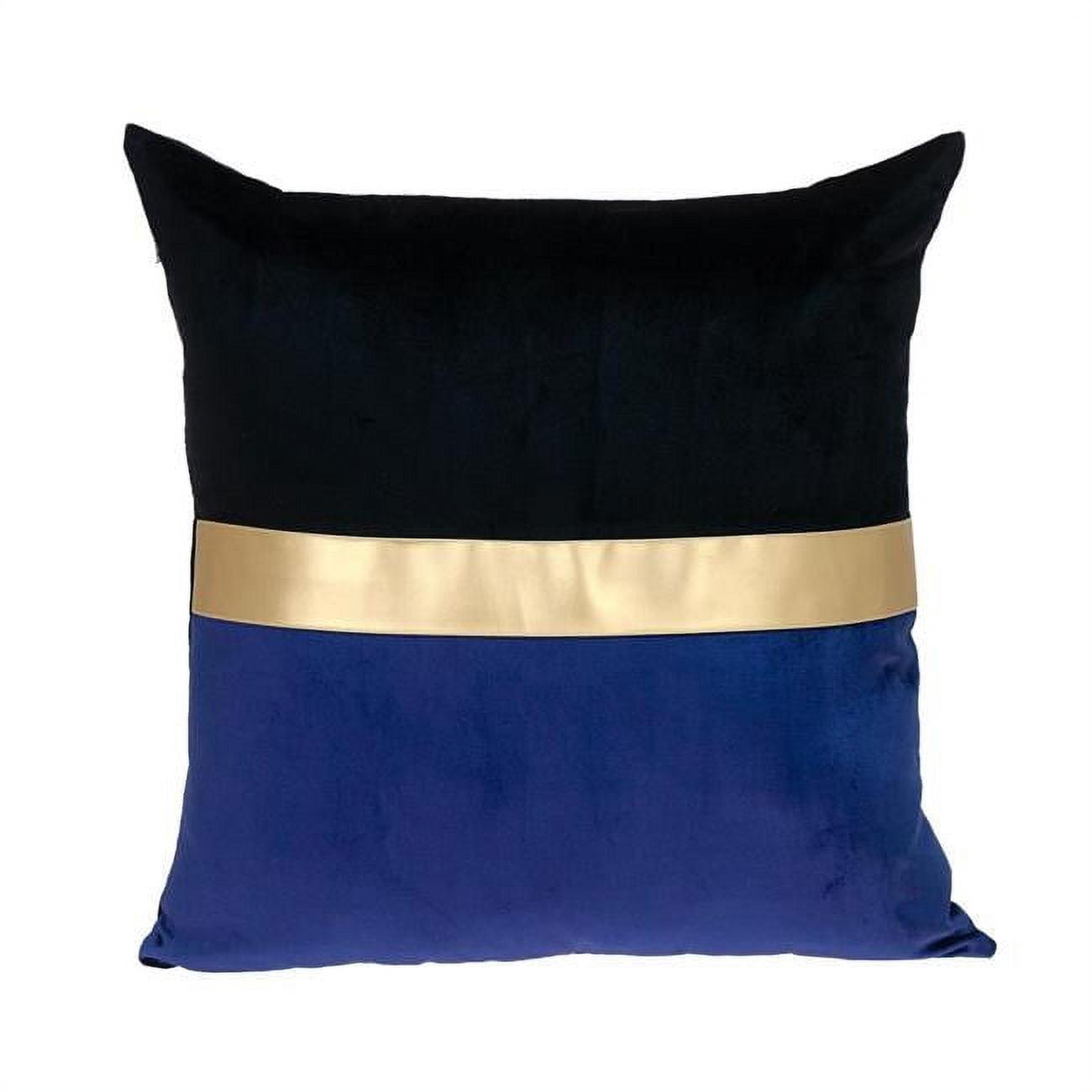 Luxurious Black, Blue, and Gold 20" Velvet Square Pillow Set