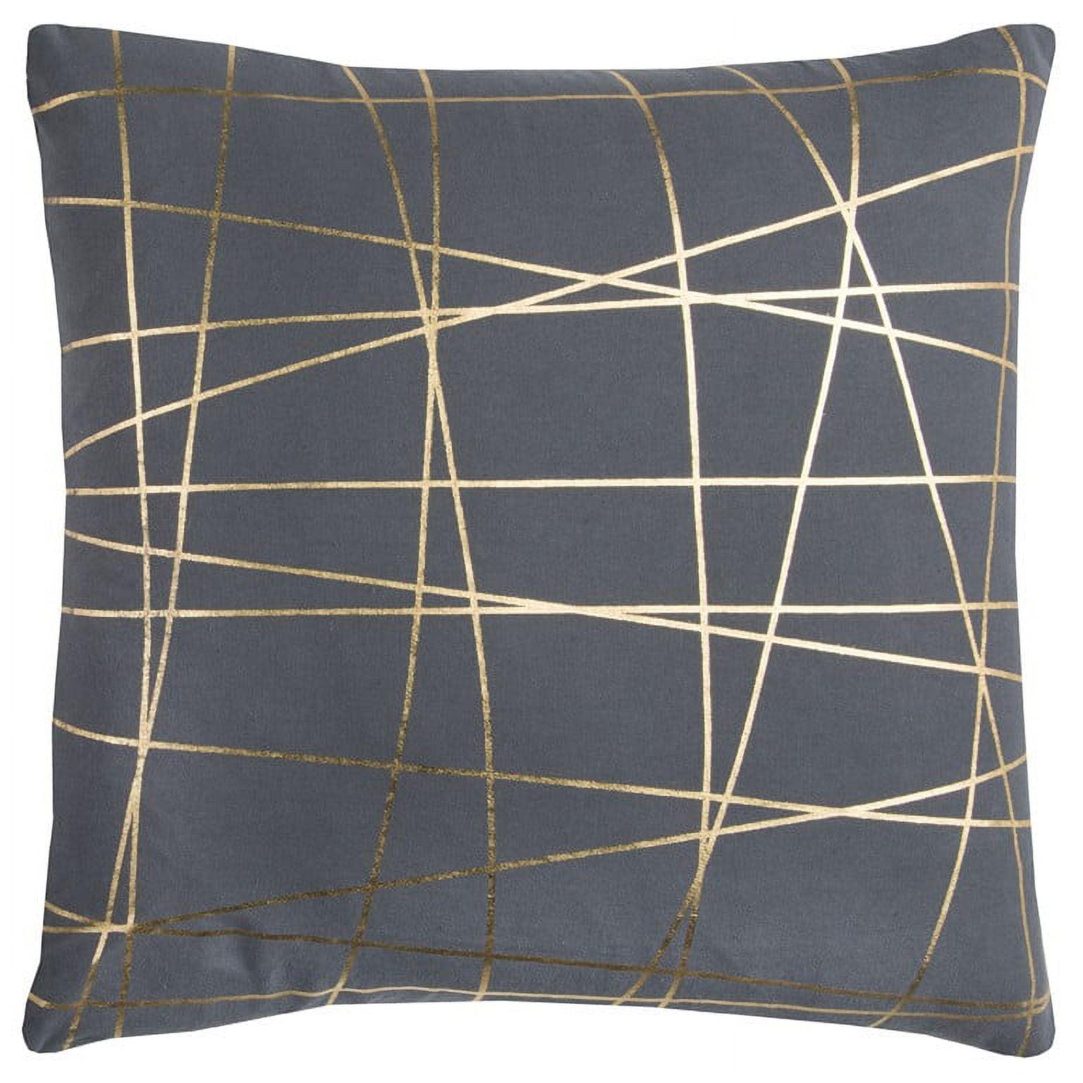 Gray and Gold Cotton Abstract Linework Throw Pillow