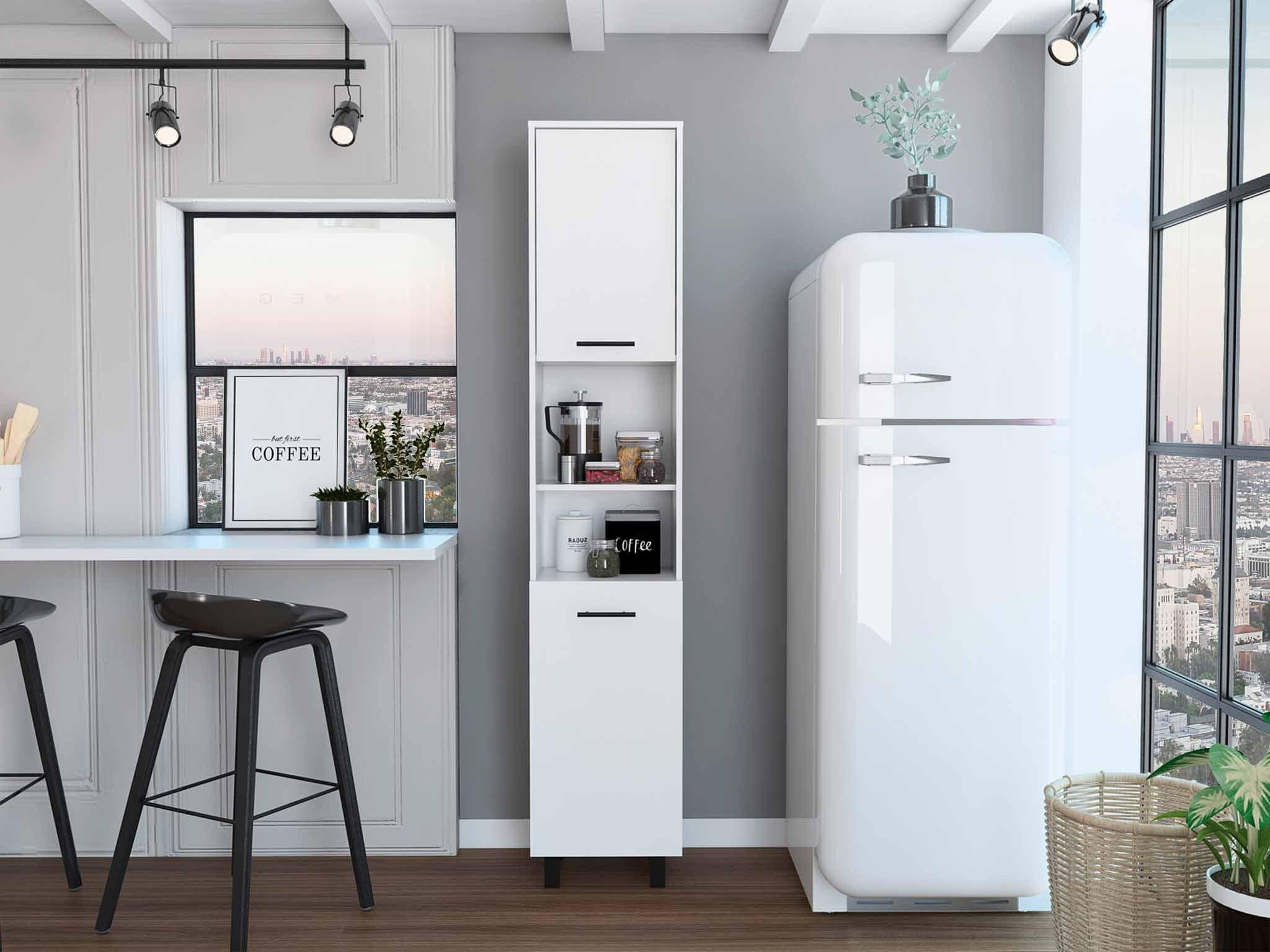 78 in. Modern White Sleek & Tall Pantry Cabinet