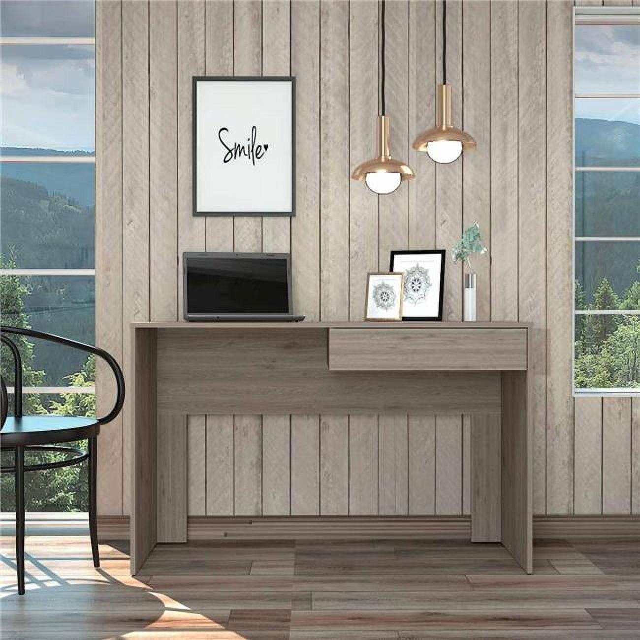 Clio Minimalist Light Gray Particle Board Desk with Drawer