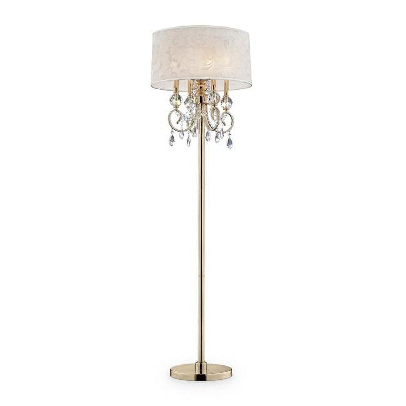 Contemporary Bronze Stained Glass Floor Lamp with Crystal Accents