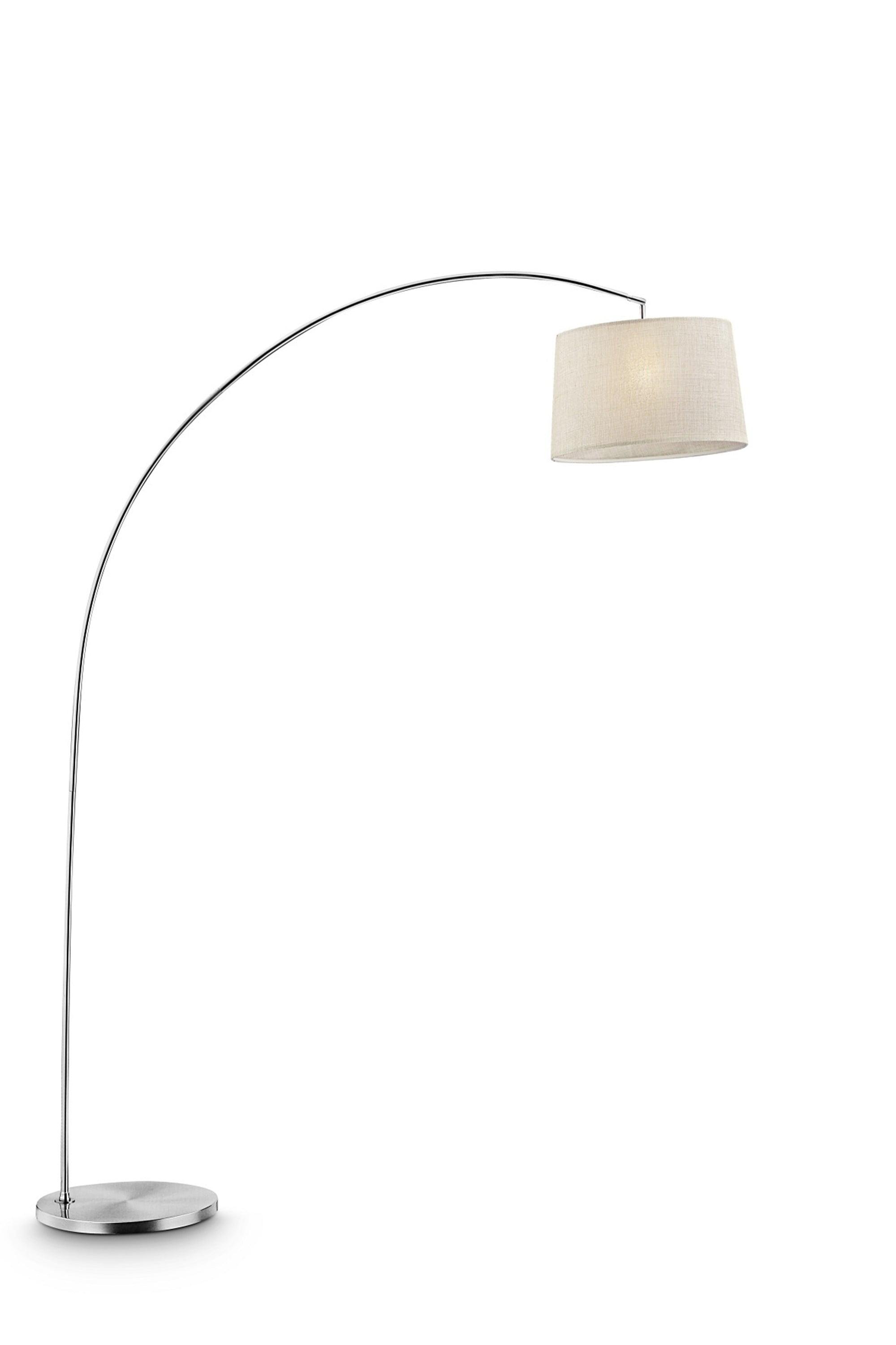 Sleek Silver Adjustable Arch Floor Lamp with Fabric Shade