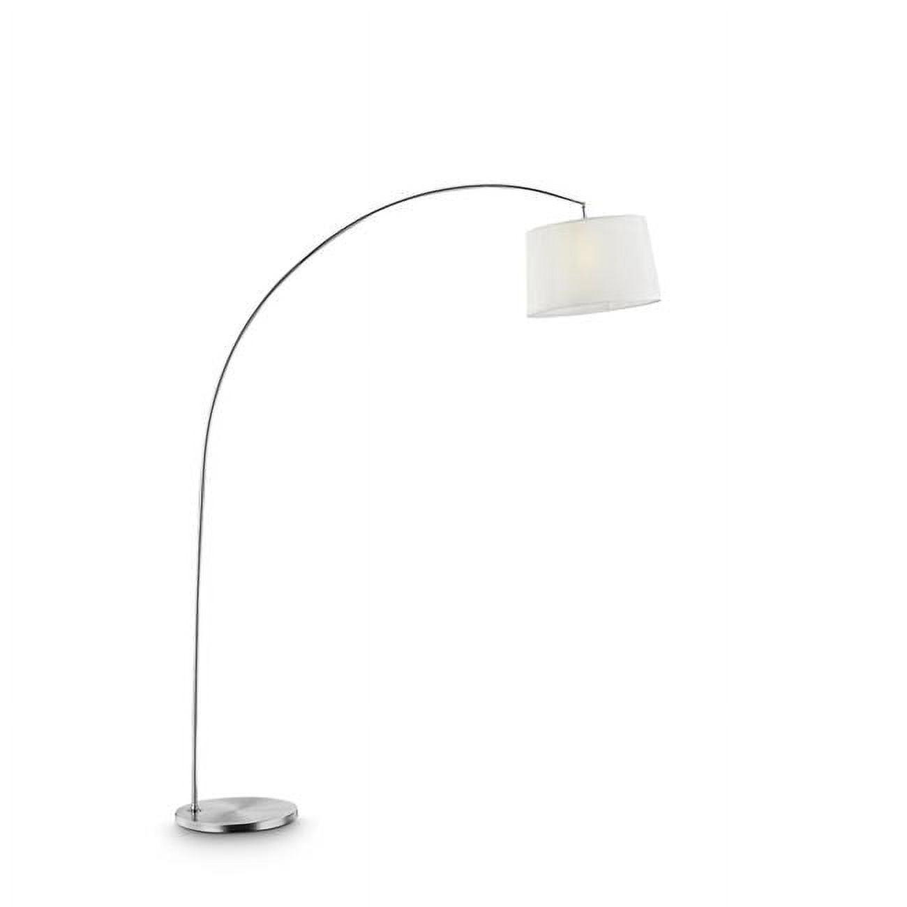 Elevate Pure White Adjustable Arc Floor Lamp with Drum Shade