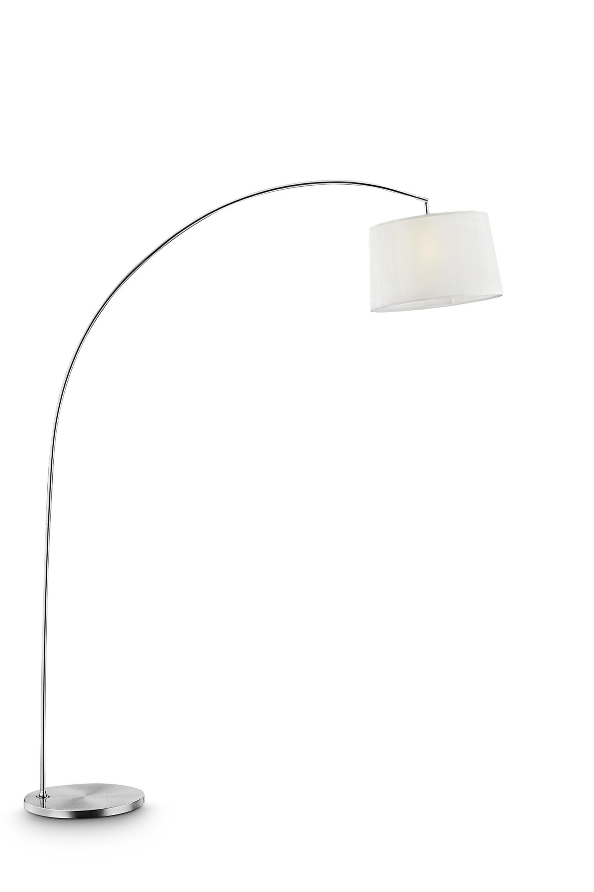 Elevate Pure White Adjustable Arc Floor Lamp with Drum Shade