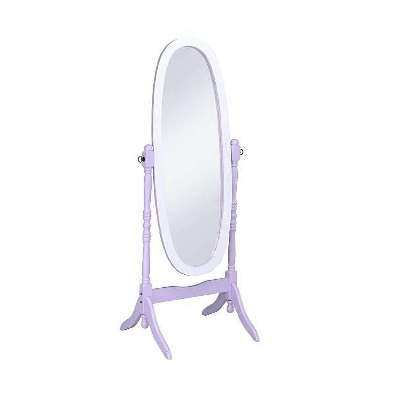 Full Length Oval Purple and White Wood Freestanding Mirror