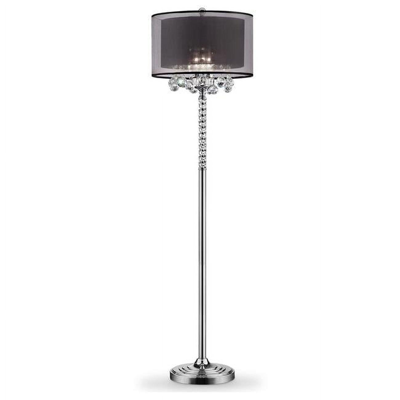 Elegant Silver Chrome Floor Lamp with Crystal Embellishments