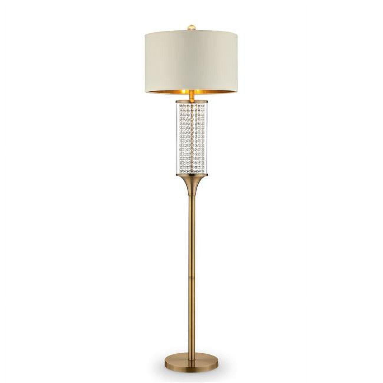 Elegant 62.25'' Gold Crystal Floor Lamp with Off-White Drum Shade