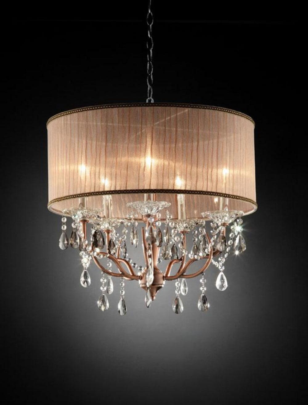 Elegant Rose Gold and Light Pink Faux Crystal Chandelier Floor Lamp