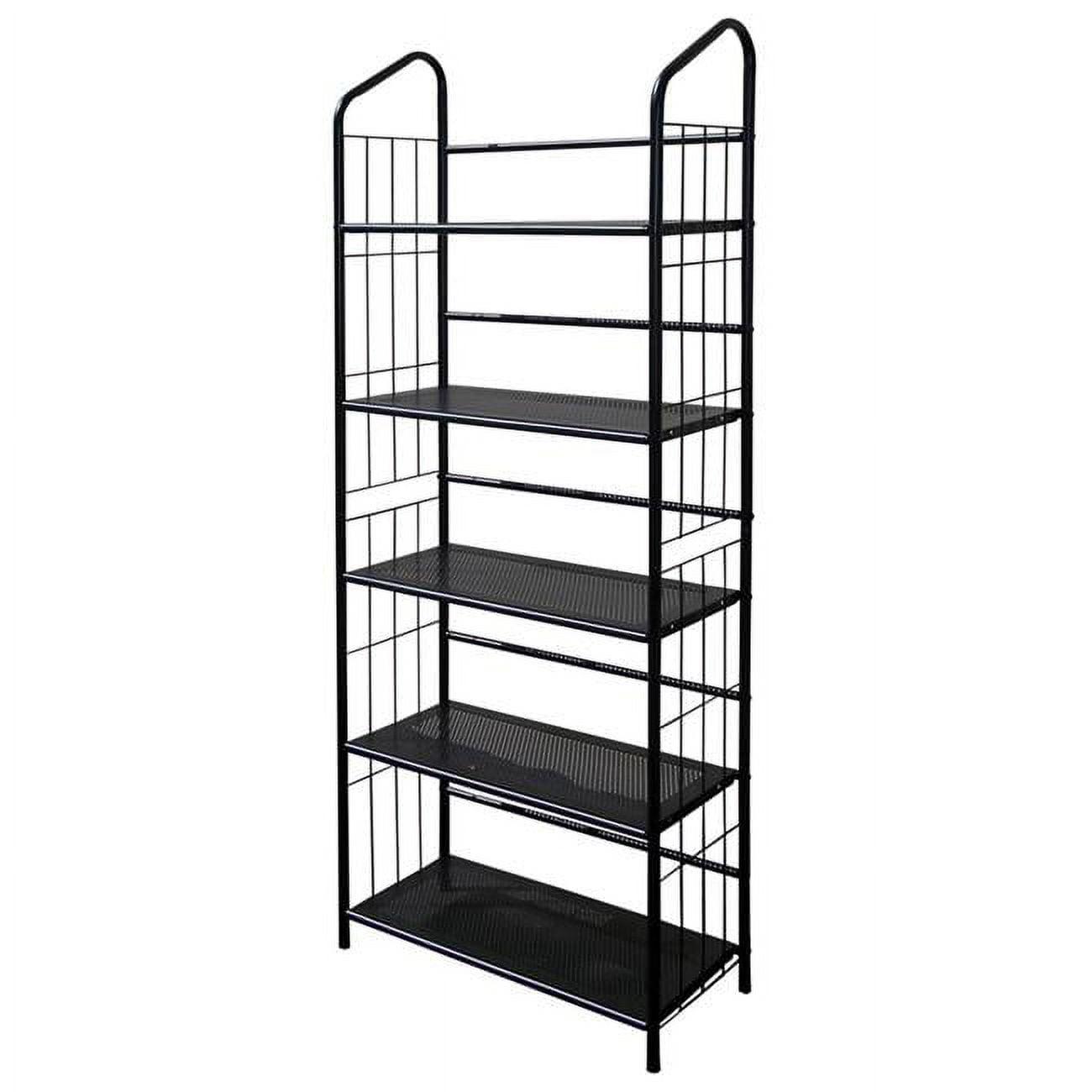 Black Metal 5-Tier Standing Bookshelf