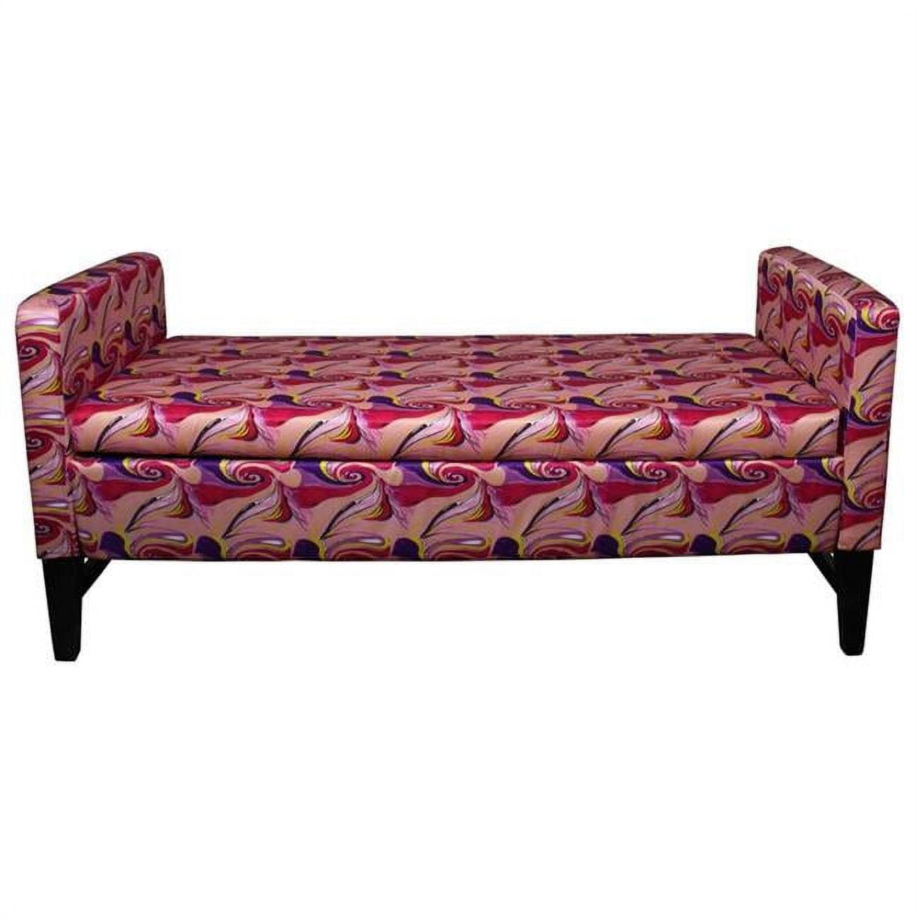 Elegant Hot Pink & Purple Abstract Print Storage Bench, 53"