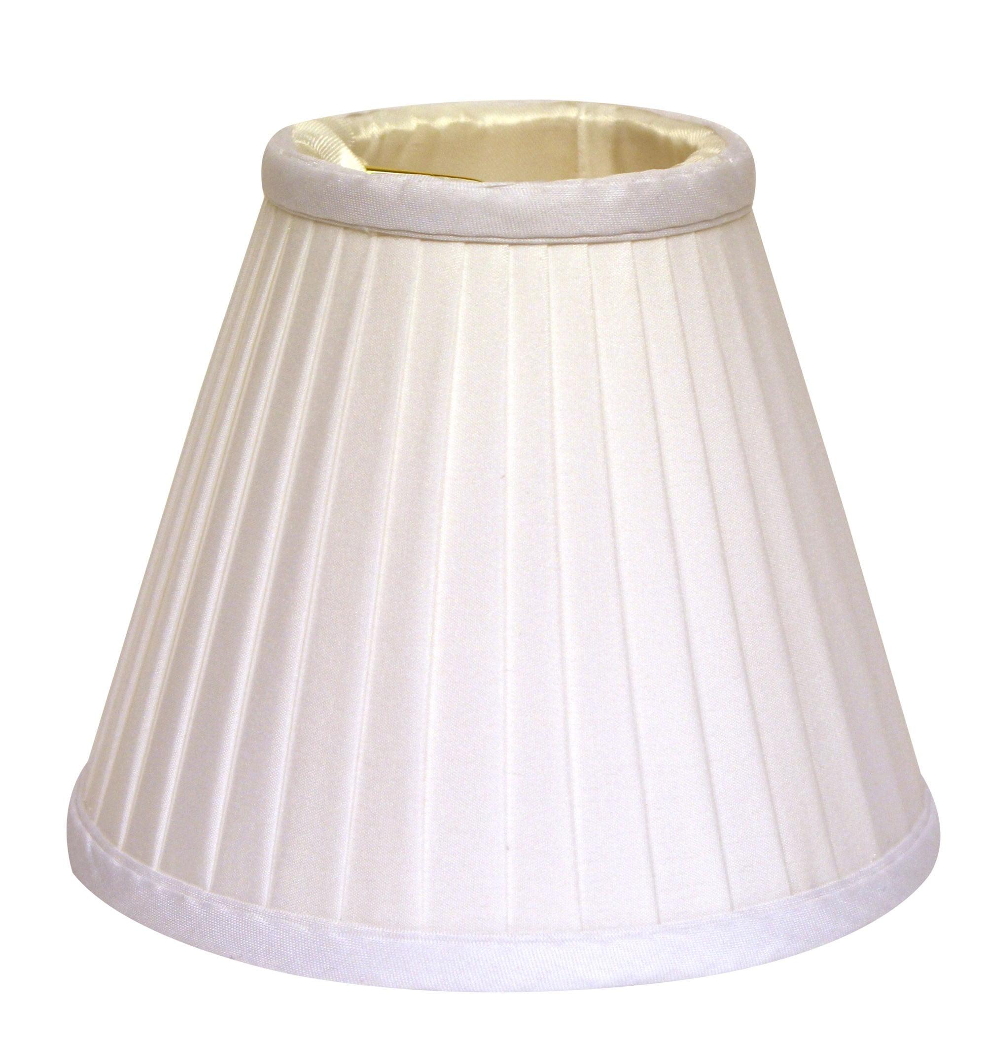 4" White Set of 6 Slanted Pleat Chandelier Silk Lampshades