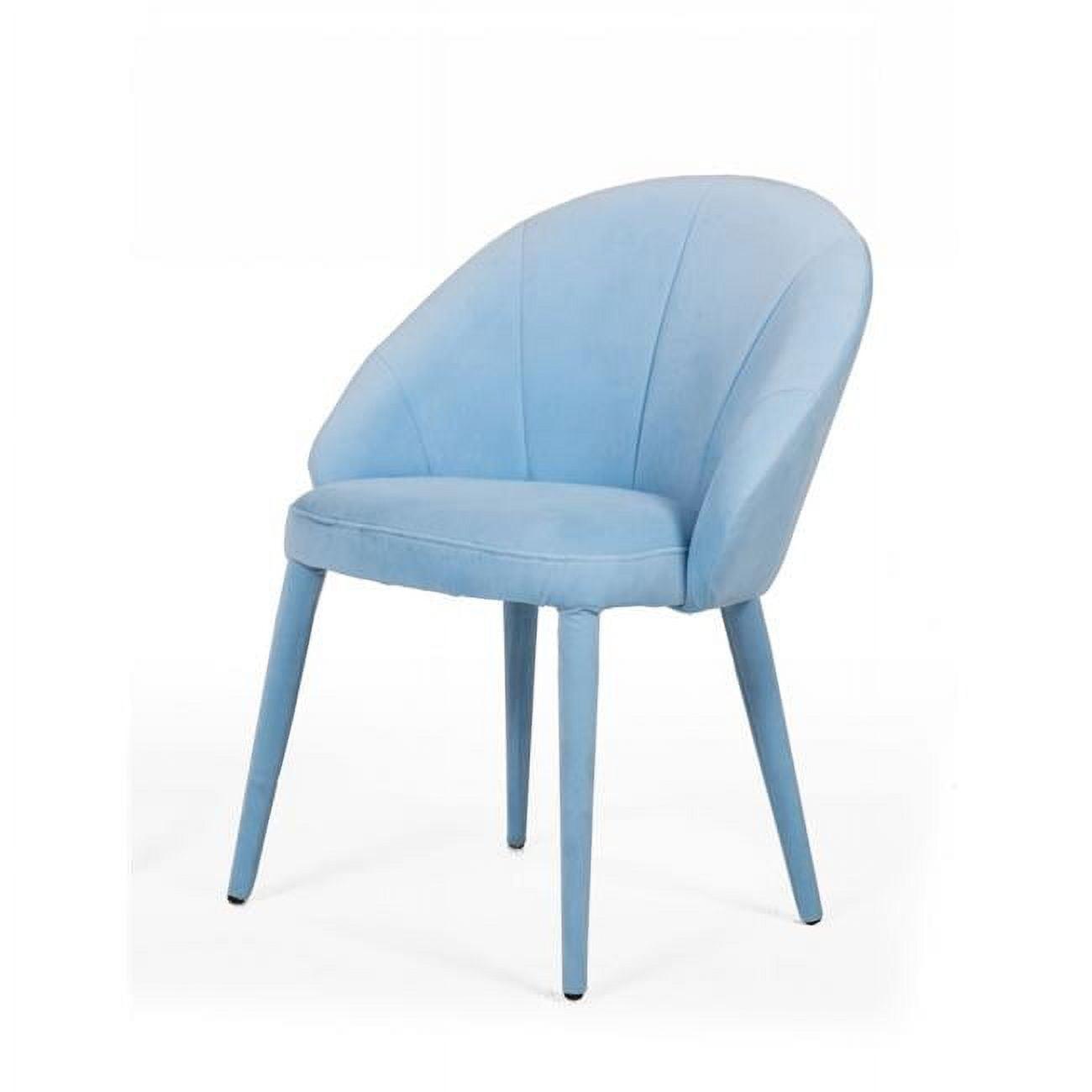 Blue Upholstered Wing Back Dining Chair with Solid Wood Legs