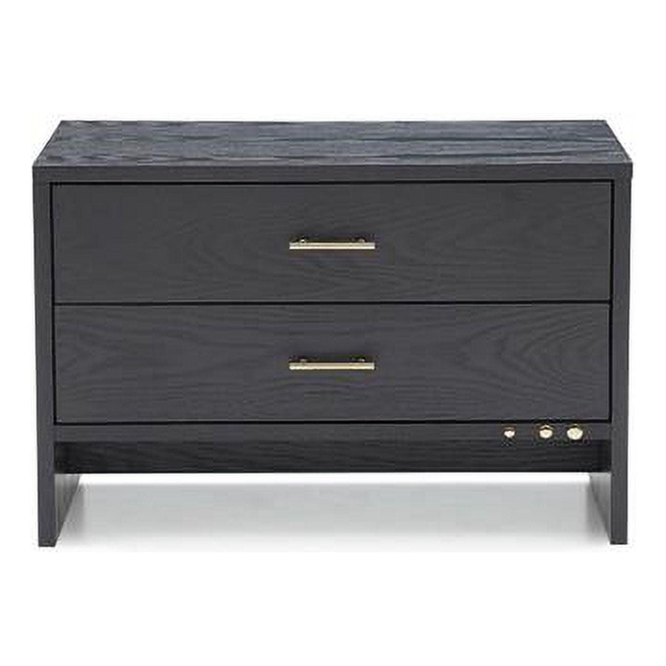 Modern Dark Gray Ash 2-Drawer Rectangular Nightstand