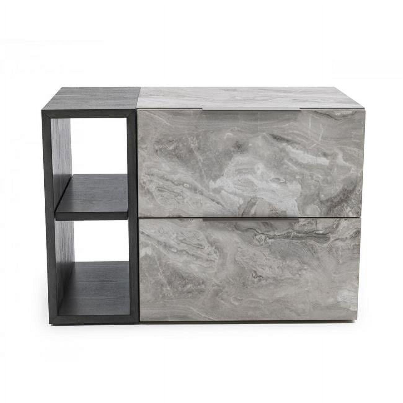 Contempo Gray Faux Marble 2-Drawer Nightstand