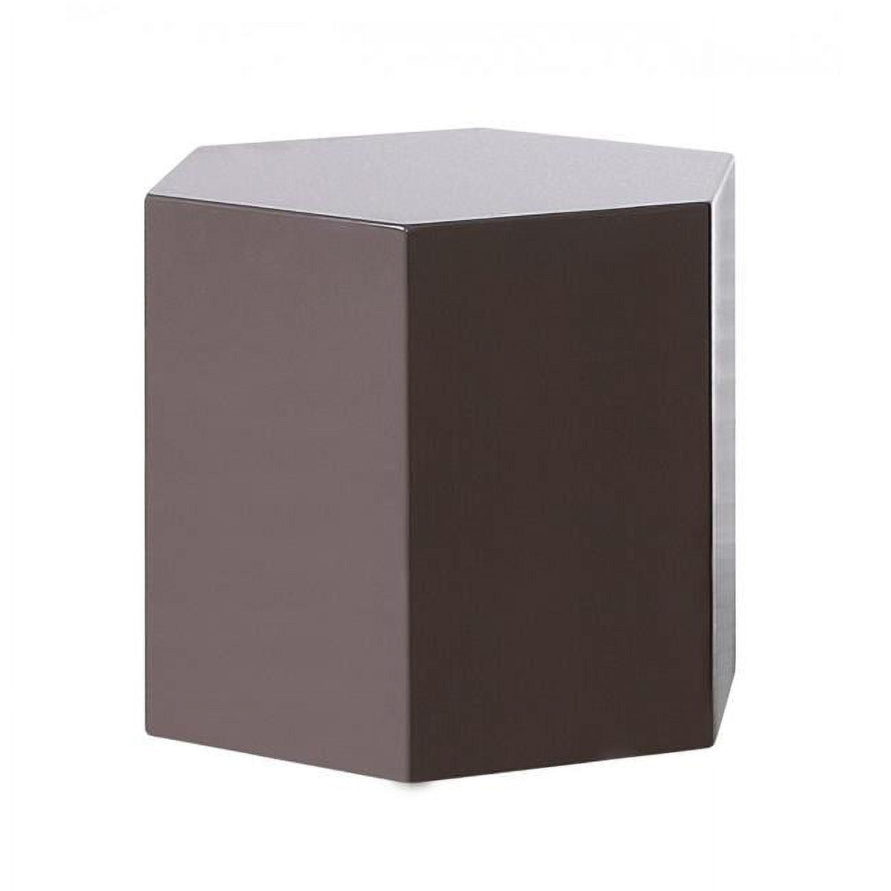 Oliver Light Grey High-Gloss Hexagonal Wood End Table