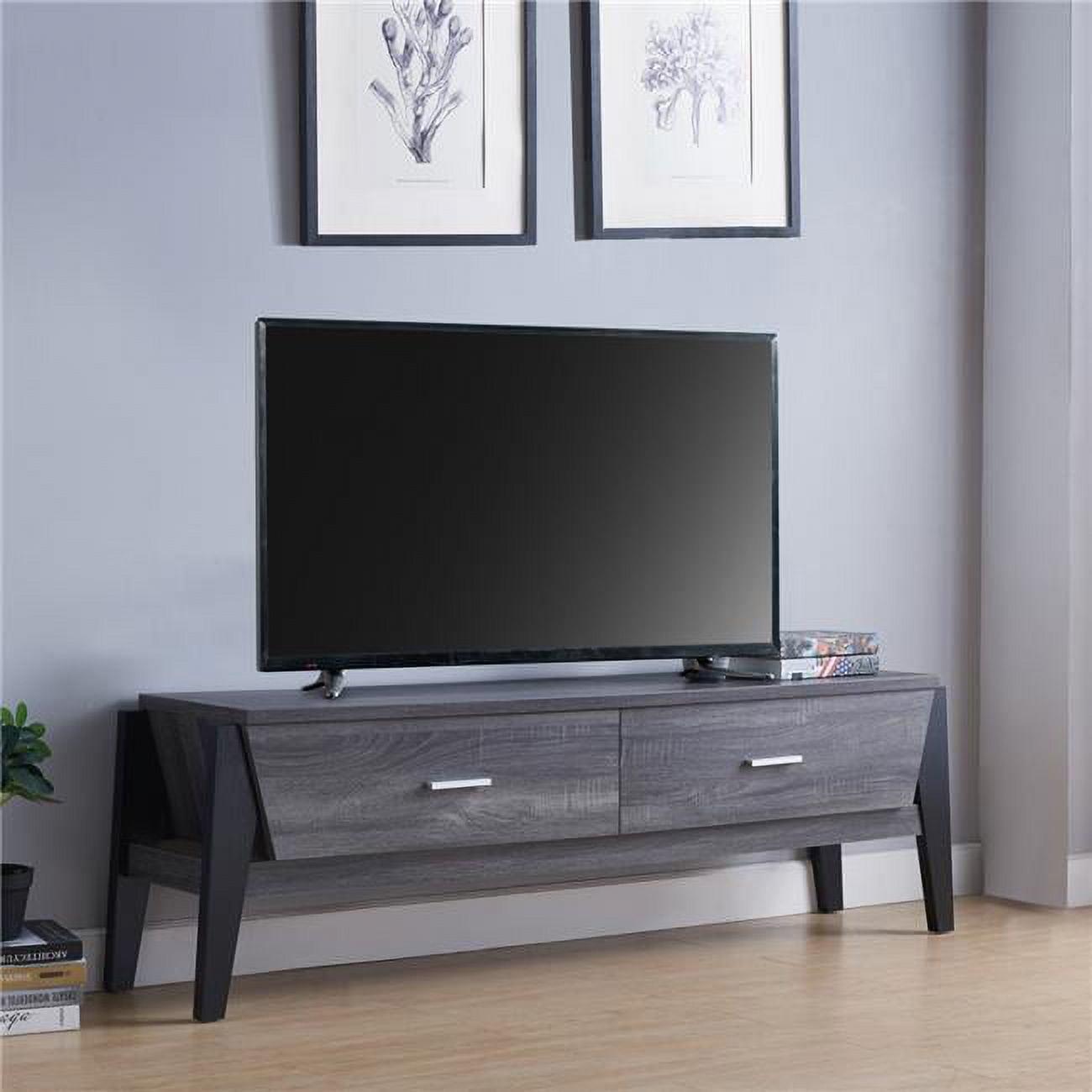 Modern 65" Black and Gray Particle Board TV Stand with Cabinet