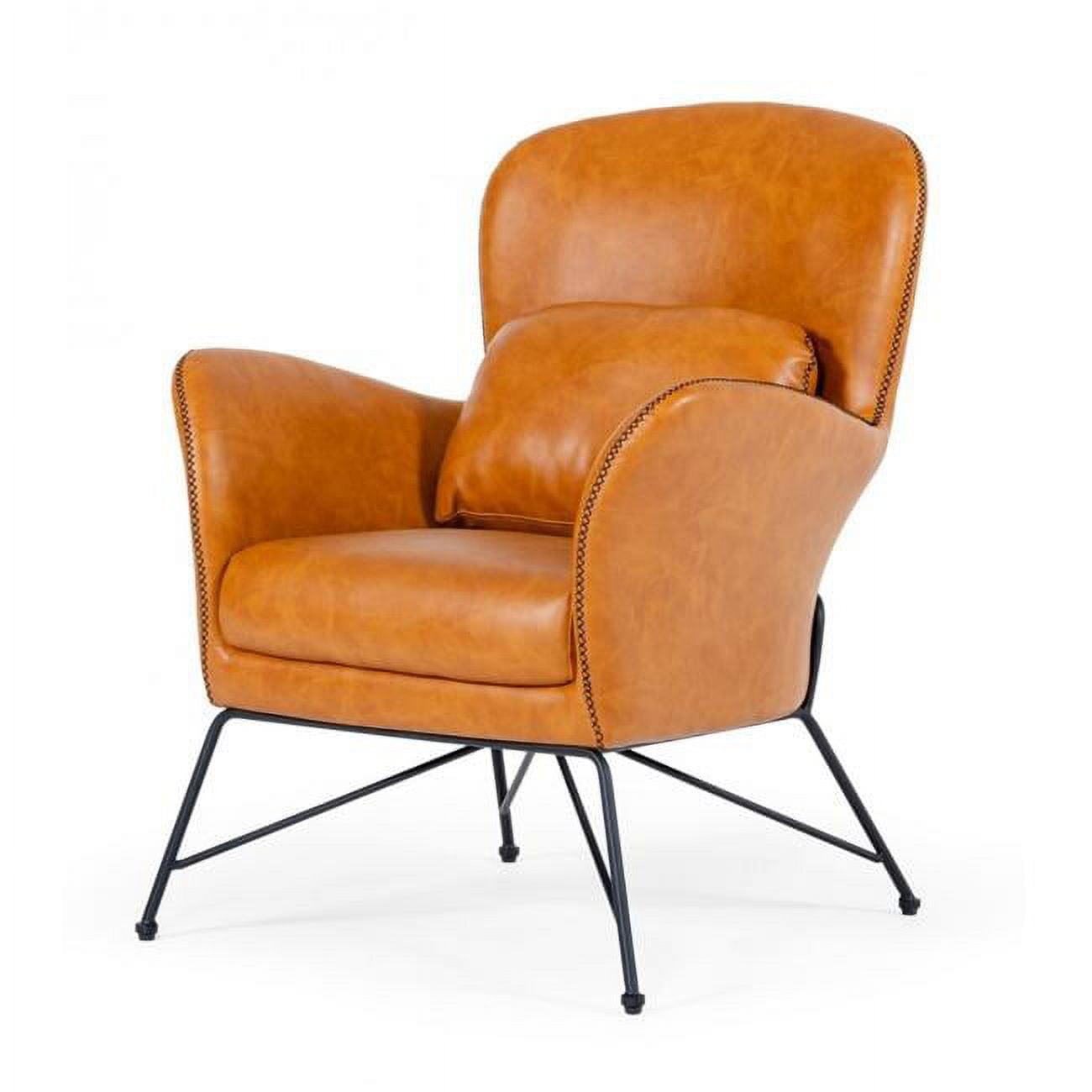 Carmel Brown Faux Leather Modern Accent Chair