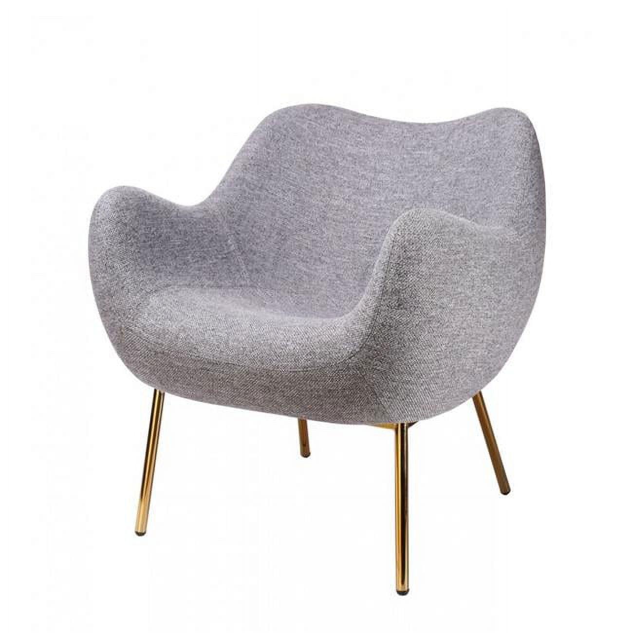 Gray Faux Leather and Gold Accent Chair