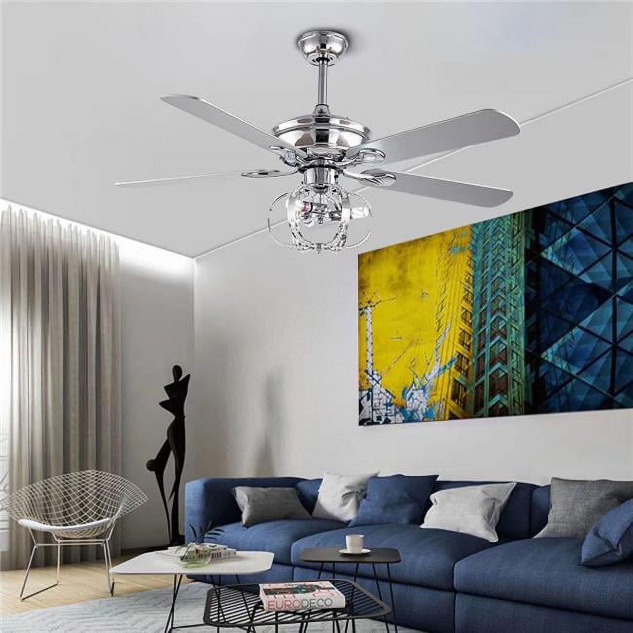 Elegant Metal Chandelier Ceiling Fan with Remote and Reversible Blades