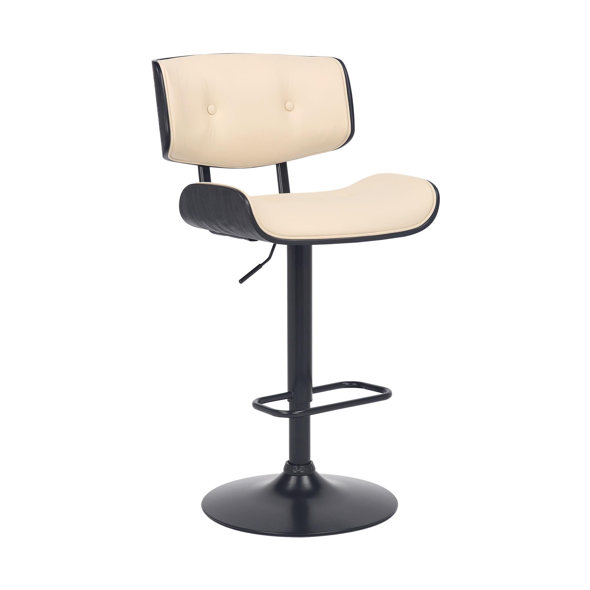 46 x 20 x 22 in. Brooklyn Adjustable Swivel Faux Leather & Wood Bar Stool with Base, Cream & Black