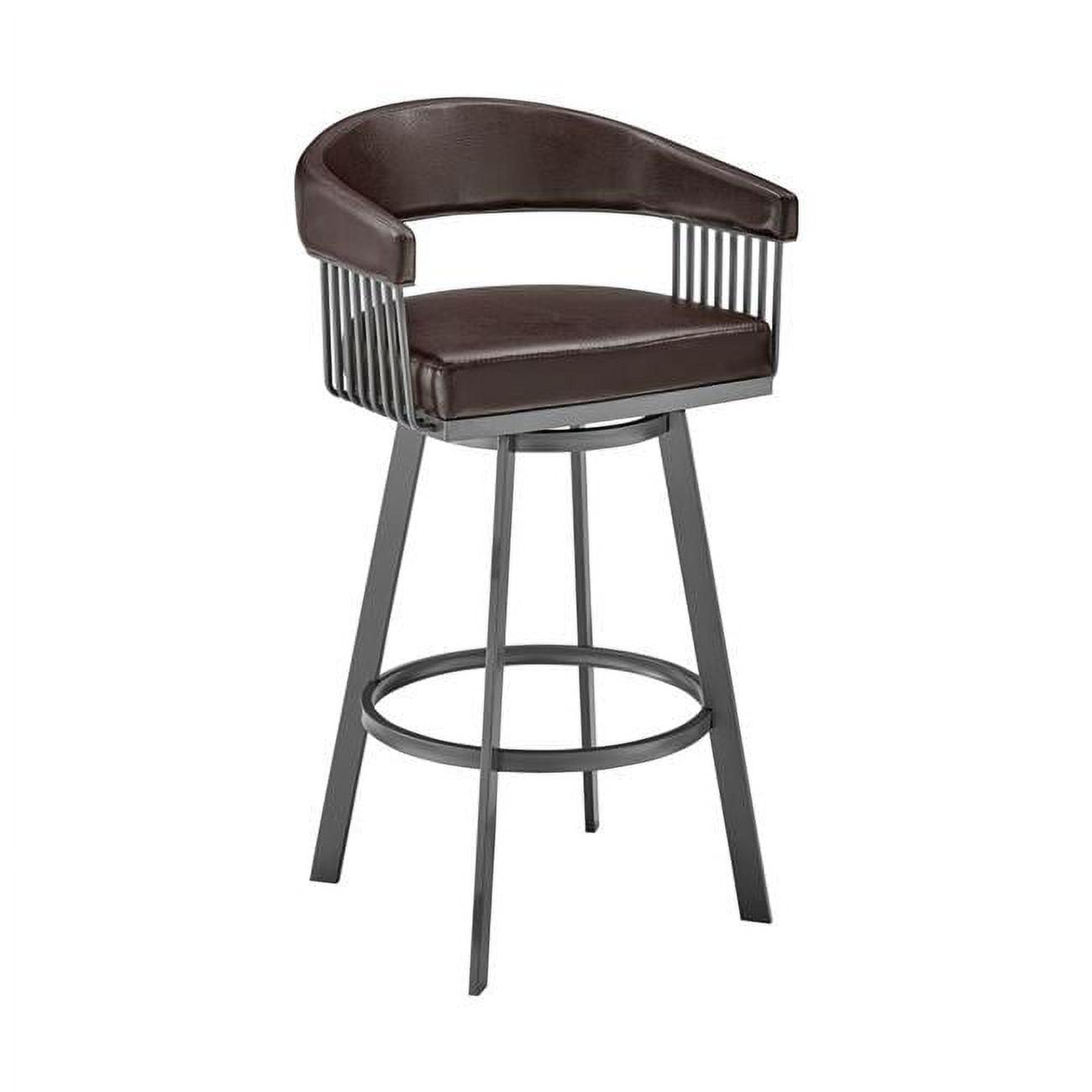 26" Java Brown Swivel Bar Stool with Chocolate Faux Leather