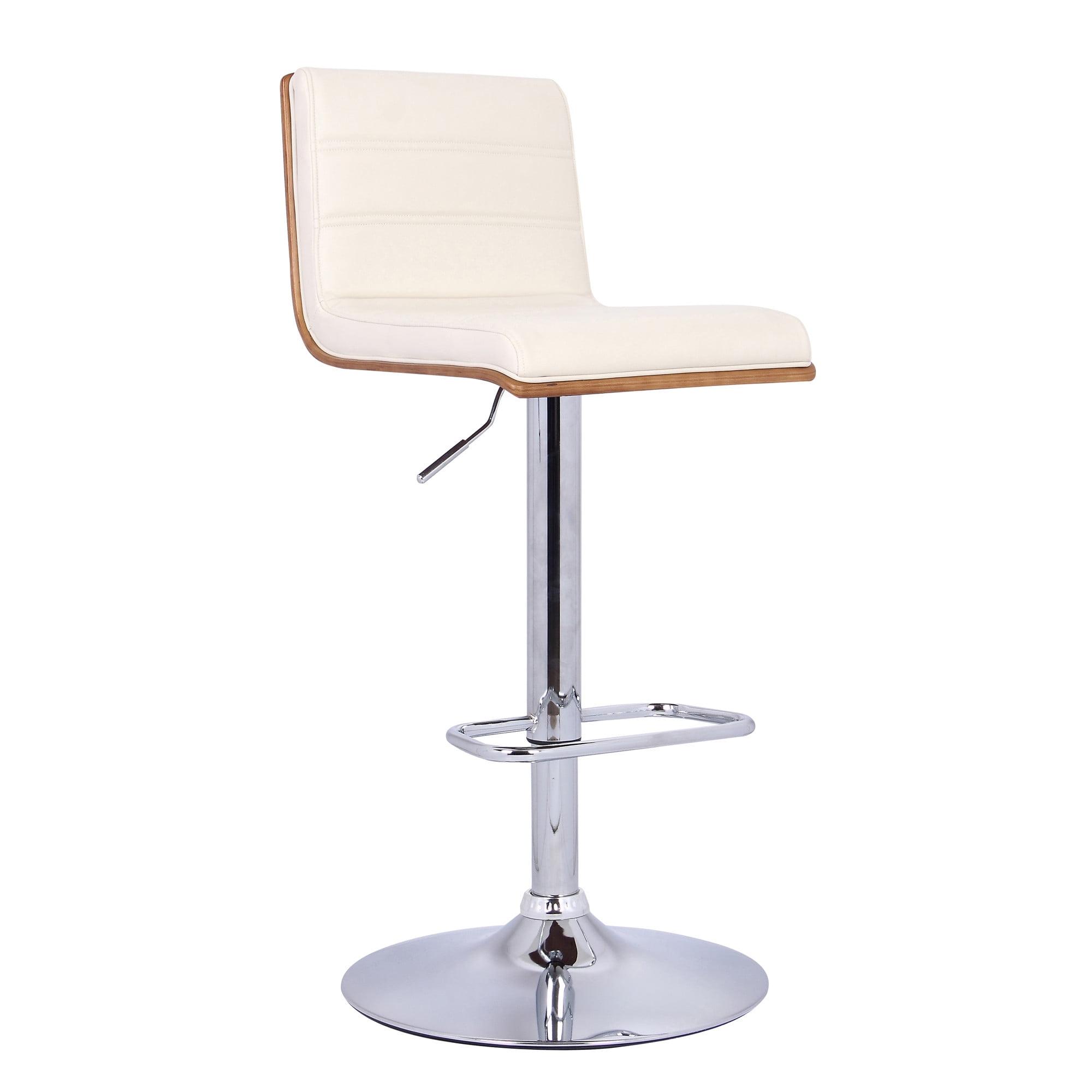 Cream Faux Leather and Iron Adjustable Swivel Bar Stool