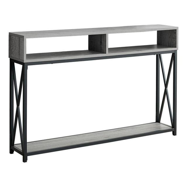 Monarch Specialties Accent Table Console Entryway Narrow Sofa Living Room Bedroom Grey Laminate Black Metal Contemporary Modern