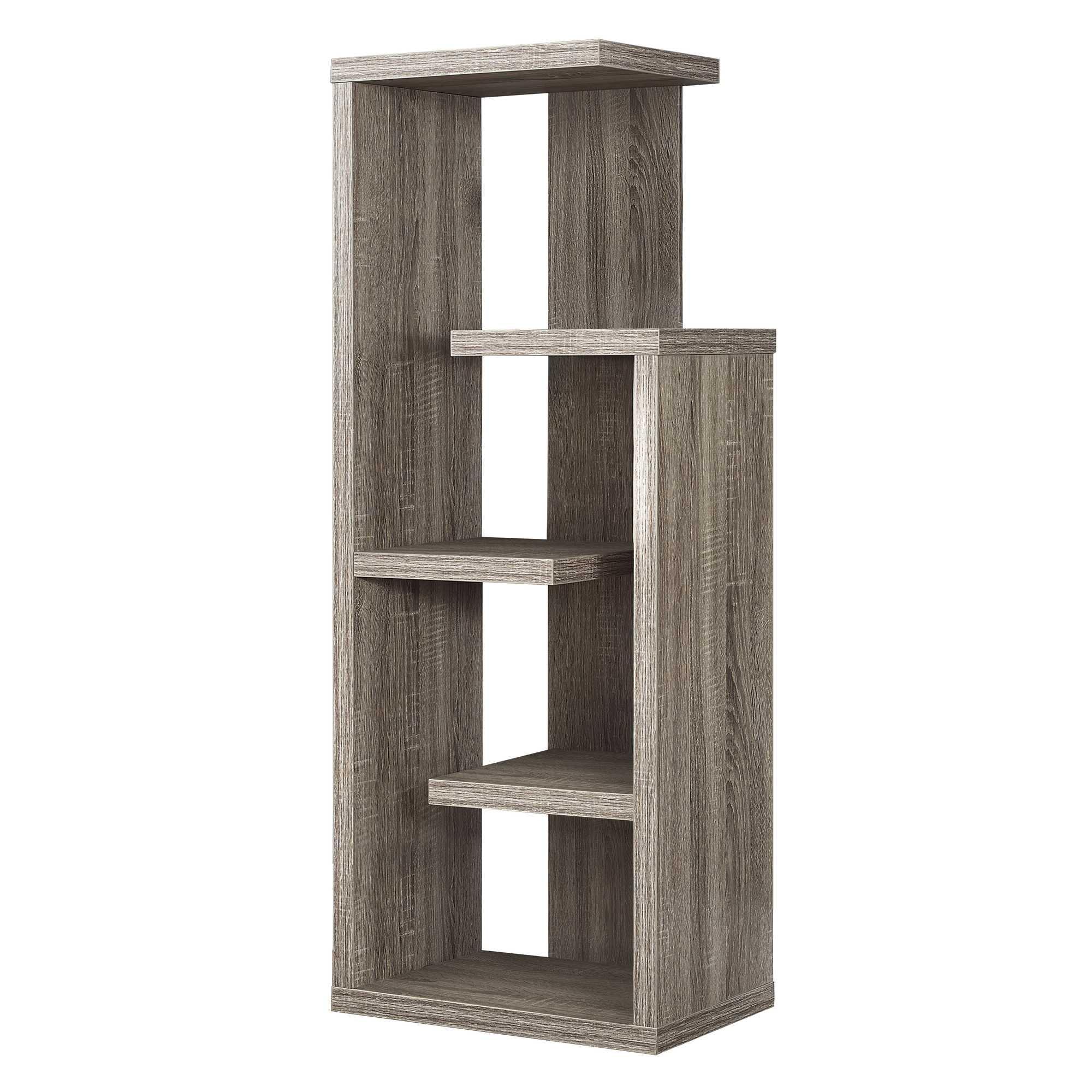 Modern Dark Taupe Wood-Look 5-Shelf Display Unit