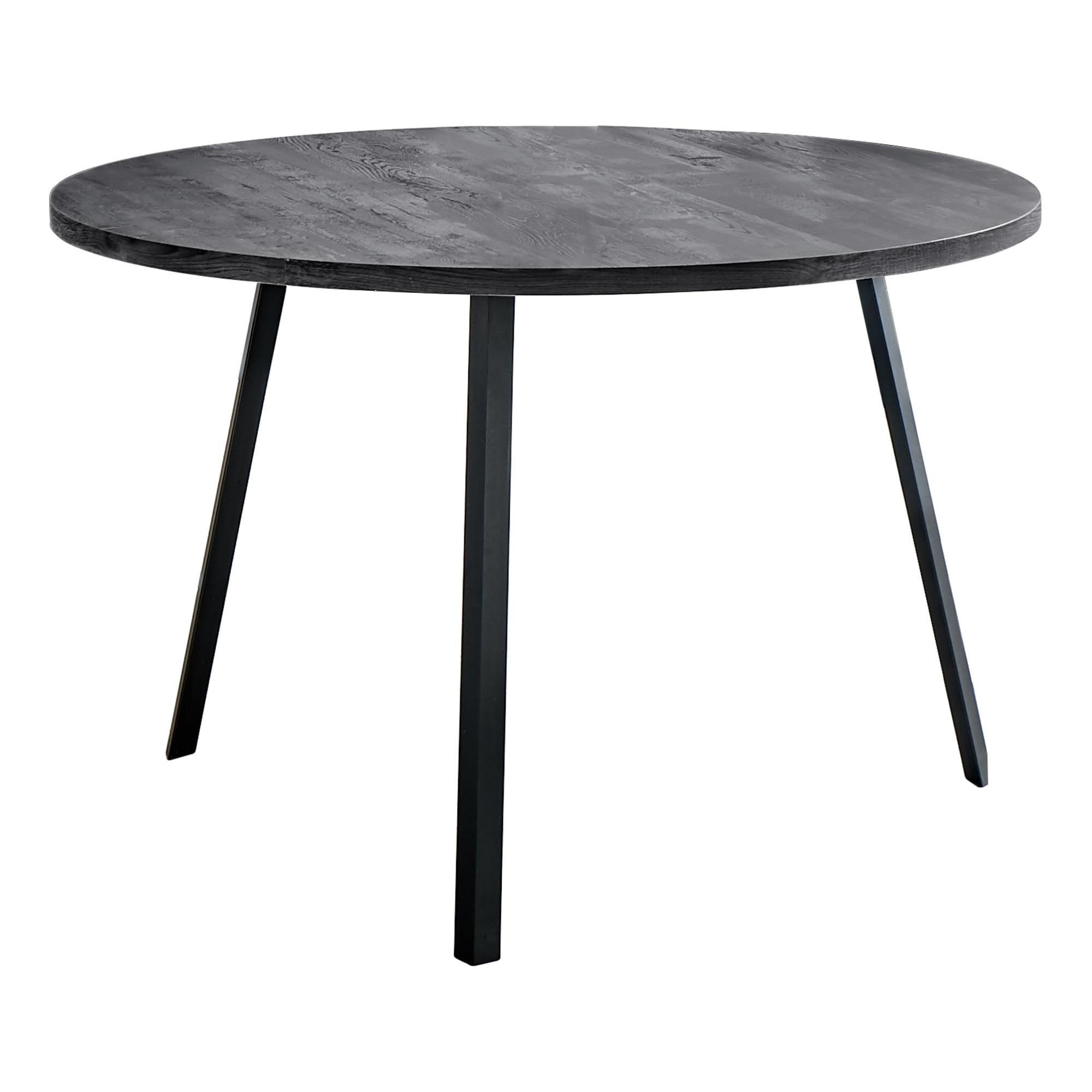 Mid-Century Black Laminate Reclaimed Wood 48" Round Dining Table