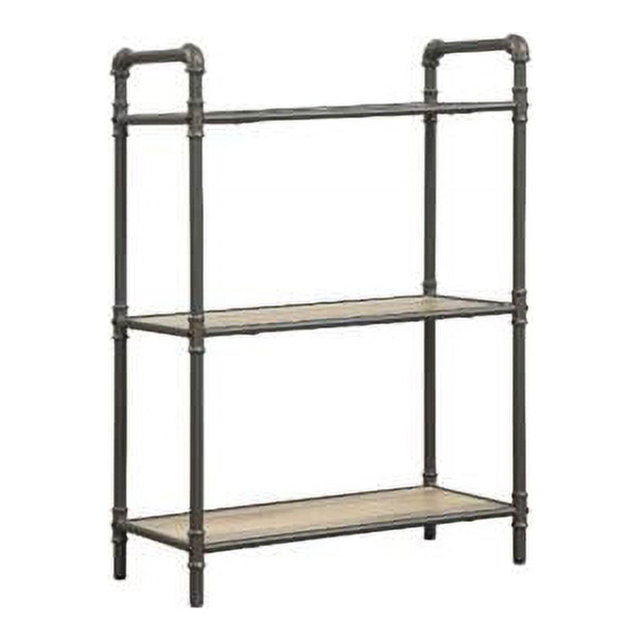 Itzel 26" Antique Oak and Sandy Gray Industrial Bookshelf