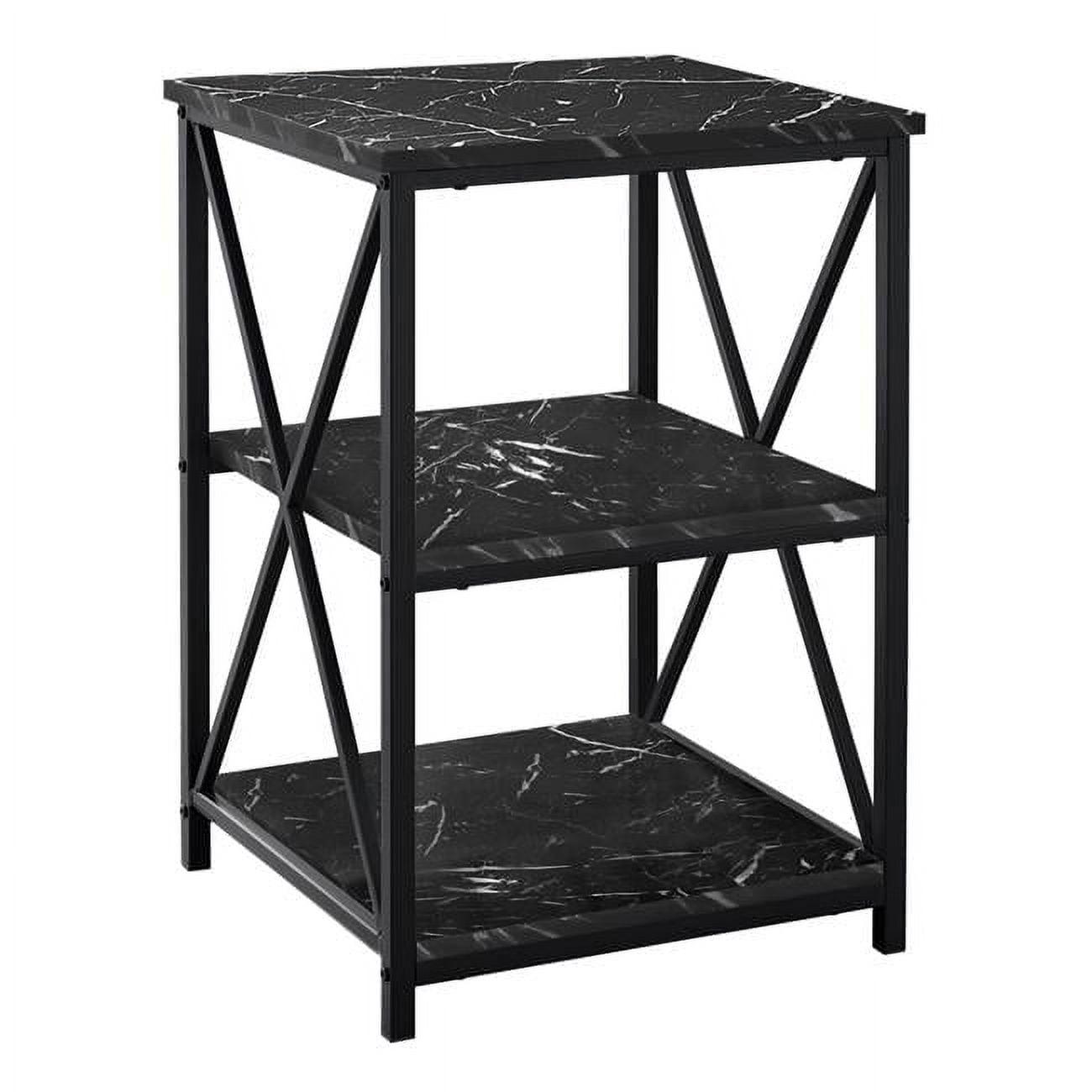 Monarch Specialties Accent Table Side End Nightstand Lamp Living Room Bedroom Metal Laminate Black Contemporary Modern