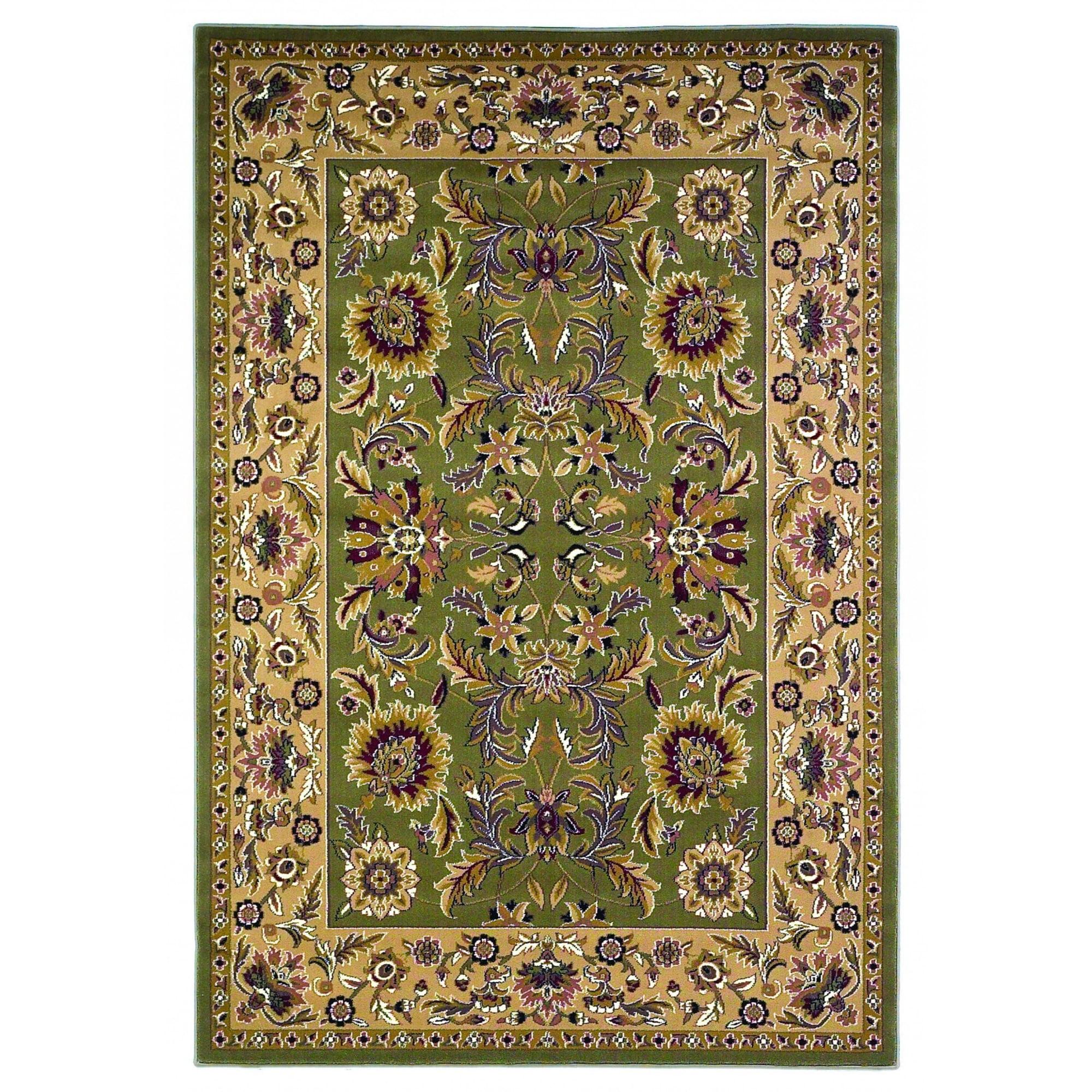 5' x 7' Black Floral Bordered Synthetic Area Rug