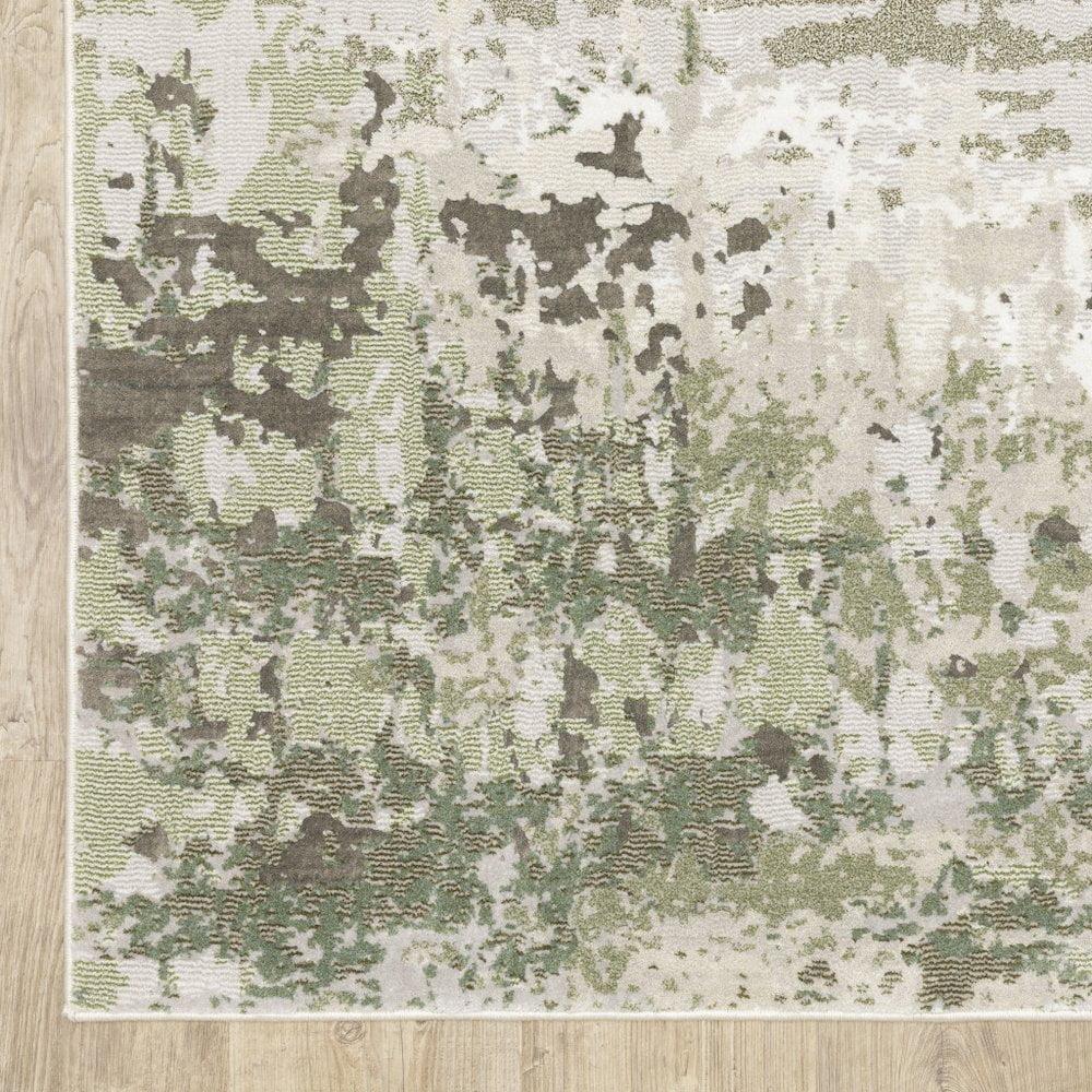 5 x 8 ft. Beige Gray Brown and Sage Green Abstract Wool Area Rug