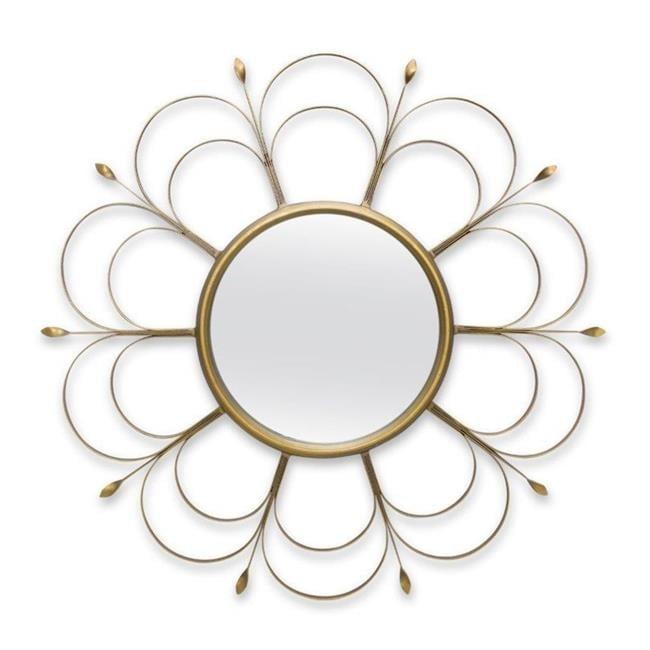 82179 Iron and Glass Wall Mirror, 24-inch Diameter, Gold